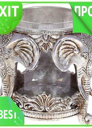 Ve декоративний свічник giorgi слони new version зі скляною колбою срібло для інтер'єру затишний елеме n6w_ver