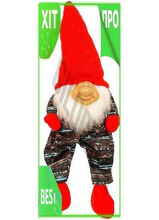 Ve мягкая игрушка сидячий гном new version 65 см новогодний декор рождественский гном в красном колпак n6w_ver