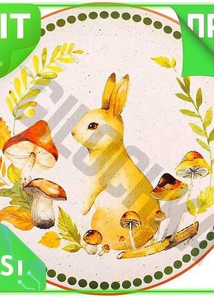 Ve набор керамических обеденных тарелок new version заяц на поляне 26см для сервировки стола посуда дл n6w_ver