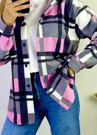 Трендова тепла сорочка у клітинку фліс😍😍😍ціна🔥