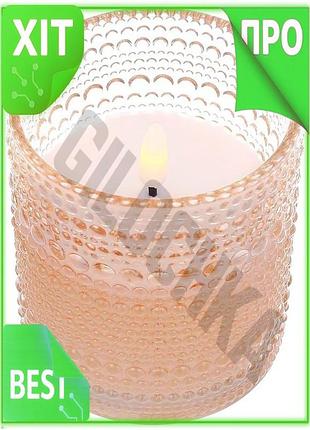 Ve світлодіодна воскова свічка з new version живим полум'ям рожева колба зі скла для декору будинку та n6w_ver