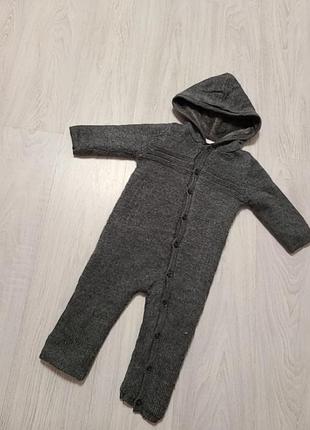 В'язаний комбінезон на хутрі 6/12 місяці, 74/80 зріст.