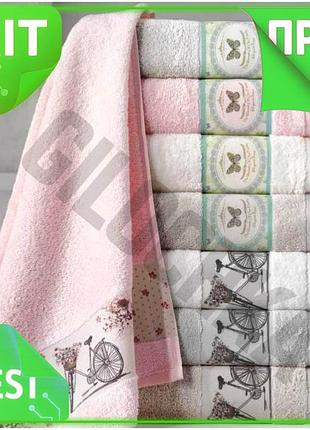 Ve набор бамбуковых полотенец pupilla new version 6 лицевых 50х90 см для ванной комнаты мягкие и антиб n6w_ver