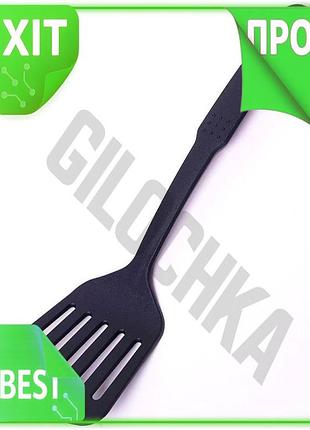 Ve лопатка нейлонова kamille 32см new version для антипригарного посуду кухонна лопатка з прорізами n6w_ver