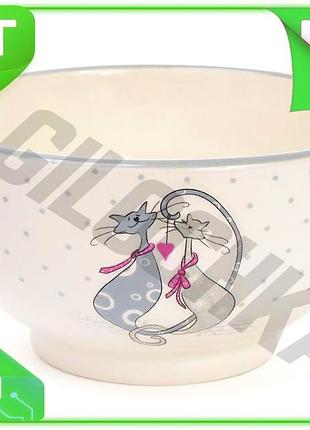 Ve керамічна піала закохані коти new version 650мл для подачі страв та десертів миска з малюнком n6w_ver