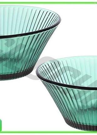 Ve набор стеклянных пиал cape new version green 2 штуки зеленое стекло для сервировки салатов и закусо n6w_ver