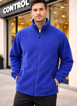 Мужская флисовая кофта на молнии (full zip) с высоким воротником, синяя, утепленная / control / eu 40-42 / l-xl / состояние очень хорошее!