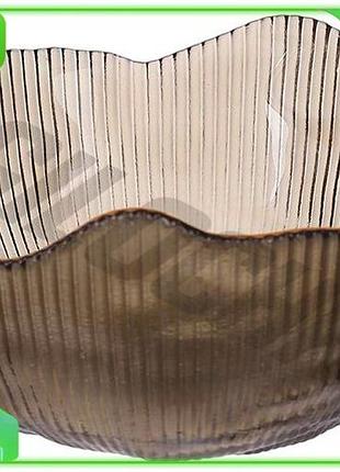 Ve стеклянная пиала fleur 13 new version см серый дымчатый с золотой каймой для сервировки стола посуд n6w_ver