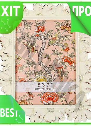Ve фоторамка montacute flowers для new version фото 13х18см білий антик декор для дому та офісу n6w_ver