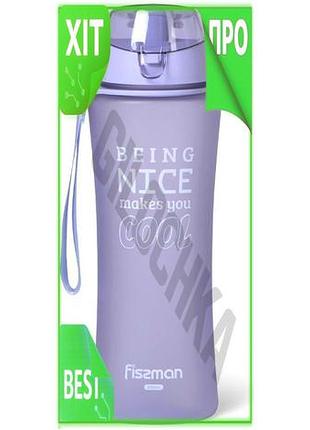 Ve спортивная бутылка fissman 650мл new version пластиковая серо-лиловая для активного отдыха и спорта n6w_ver