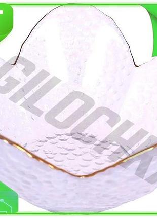 Ve салатник стеклянный flower 16см new version прозрачный с золотой каймой для сервировки стола посуда n6w_ver