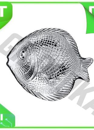 Ve сервірувальна тарілка marine скляна new version 196х160мм для подачі закусок та салатів елегантна о n6w_ver