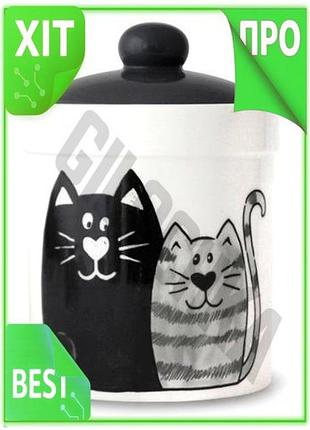 Ve керамическая банка для продуктов new version мурчики 700мл с крышкой для хранения еды контейнер для n6w_ver