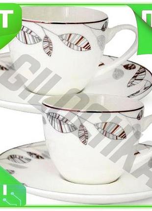 Ve кавовий сервіз carlett фарфоровий new version 6 персон 110мл чашки та блюдця для кави та чаю n6w_ver