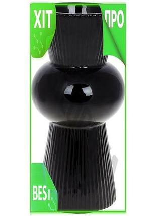 Ve керамічна ваза stone flower new version чорна 12.3х12.3х26.5 см для квітів декор інтер'єрний елемен n6w_ver