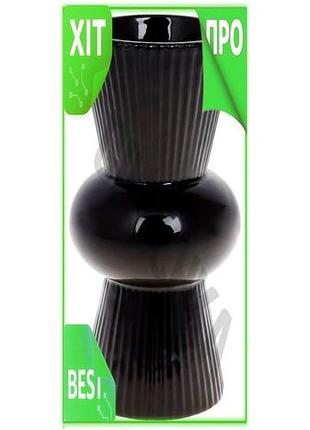 Ve ваза керамічна stone flower new version чорна для квітів інтер'єрна настільна ваза висота 22,6 см n6w_ver