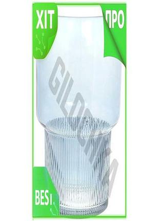 Ve декоративна ваза ancient glass new version світло-блакитна для квітів та інтер'єру скляна 32х13 см n6w_ver