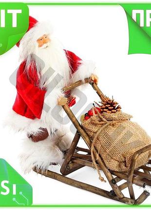 Ve новорічна іграшка санта клаус new version на санях 35см для декору ялинки святкова фігурка для ново n6w_ver