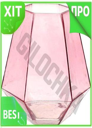 Ve декоративна ваза ancient glass new version для квітів настільна рожева скляна ваза для інтер'єру 21 n6w_ver