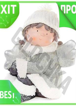 Ve новогодняя керамическая фигура ангел new version со звездой 31см королевское серебро для украшения n6w_ver