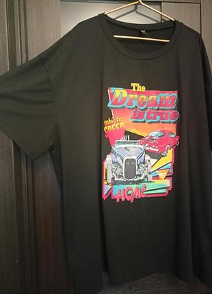 Футболка shein curve 4xl чорна з яскравим принтом, оверсайз