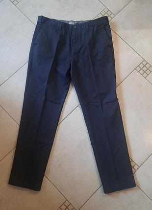 Брюки мужские mark&amp;spenser темно-синие, коттон, w102/l84