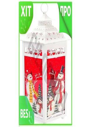 Ve новорічний ліхтар підсвічник сніговики new version білий металевий декор для дому та свята світильн n6w_ver