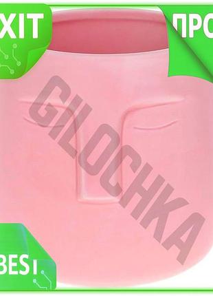 Ve ваза керамічна illusion обличчя new version 14х14см рожева матова для інтер'єру подарунок для креат n6w_ver