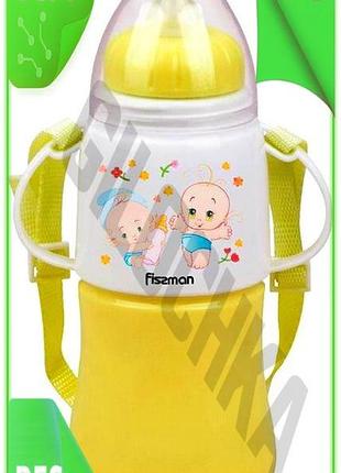 Ve бутылочка для кормления fissman new version babies 230мл желтая с силиконовой соской для детей и ма n6w_ver