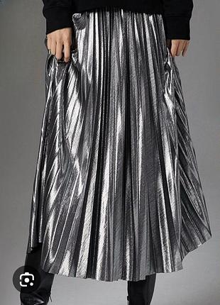 M&amp;s миди юбка металлик плиссе из бархата
