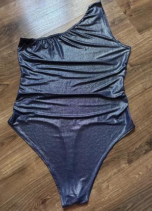 Боді на одне плече сяючий з напиленням блискучий