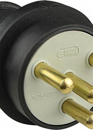 Вилка каучукова 25a 3p+pe аско‑укрем (a0250010003) ac 400 в