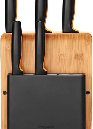 Набор кухонных ножей в бамбуковом блоке 5 шт. fiskars functional form (1057552)