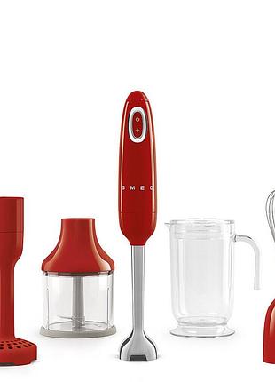 Блендер погружной smeg (hbf22rdeu) retro style 50's - с насадками - красный, красный