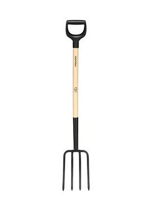 Вилы садовые с деревянной ручкой fiskars solid (1070676)