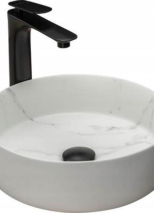 Умивальник rea sami marble mat (rea-u8703) накладний - мармуровий - 36x36