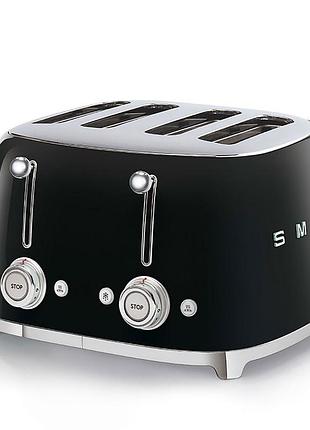 Тостер smeg (tsf03bleu) retro style 50's - 4 тоста (4х4)- черный, черный