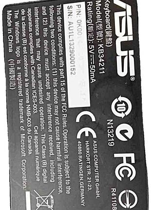 Клавиатура компьютерная б/у asus kb34211