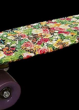 Скейтборд лонгборд б/у penny board 22 "бабочка в цветах"