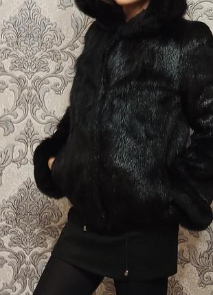 Нутрієва шубка,нова,з обробкою з песця
