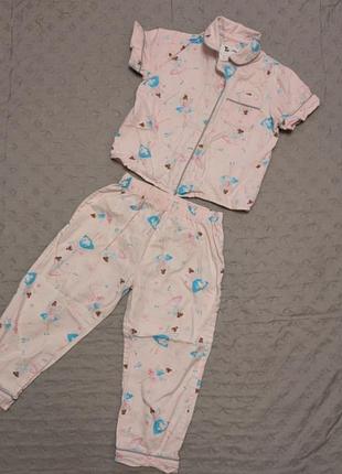 Гарна котонова піжама в балерини на 3-4 роки