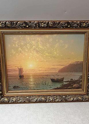 Б/у картина "парусник в море" 50х40