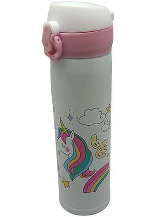 Термос термокружка б/у термос-бутылка 500 мл металлический "единороги"