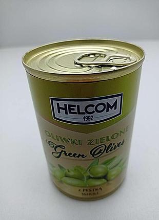 Оливки helcom 280g зелені з кісточкою ж/б