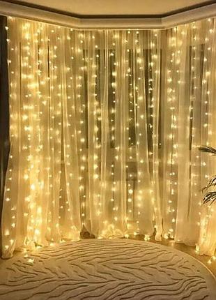 Гірлянда usb штора "роса" 3х2 метри 200 led 8 режимів світіння