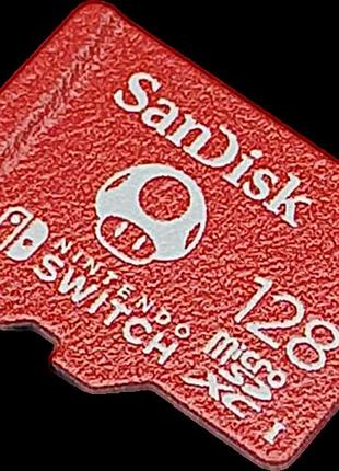 Карта флэш памяти б/у sandisk microsdxc 128gb для nintendo switch (sdsqxao-128g-gnczn)