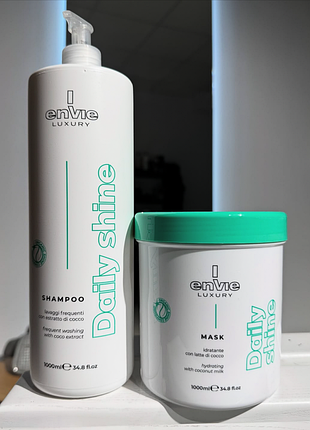 Набор для волос для блеска и восстановления волос envie daily shine: шампунь 1л +маска 1л