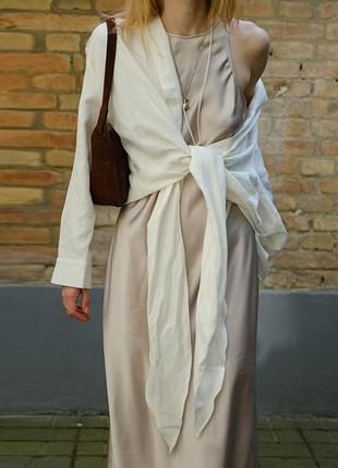 Блуза льняная на завязку с длинными концами от бренда bazhane