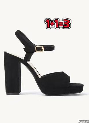 🎁1+1=3 шикарные черные замшевые босоножки на каблуке et vous, размер 39
