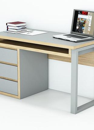 Офісний стіл лофт бп-2 (1200x600x765) сірий/дуб сонома гамма стиль